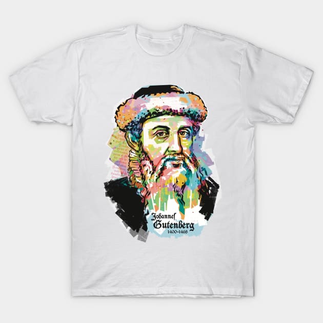 Johannes Gutenberg WPAP T-Shirt by BAJAJU